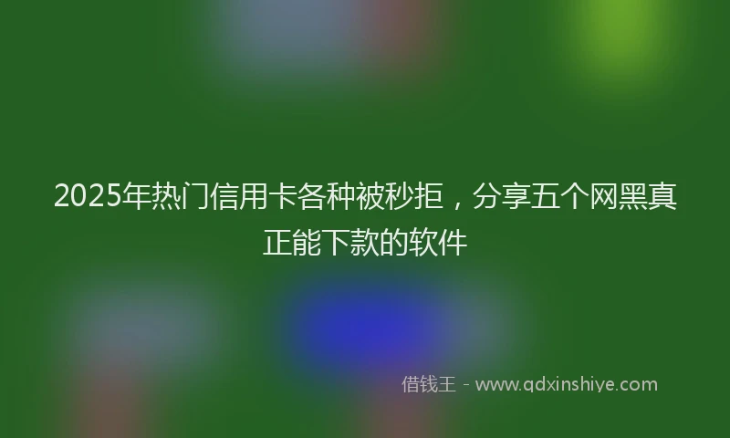 2025年热门信用卡各种被秒拒，分享五个网黑真正能下款的软件