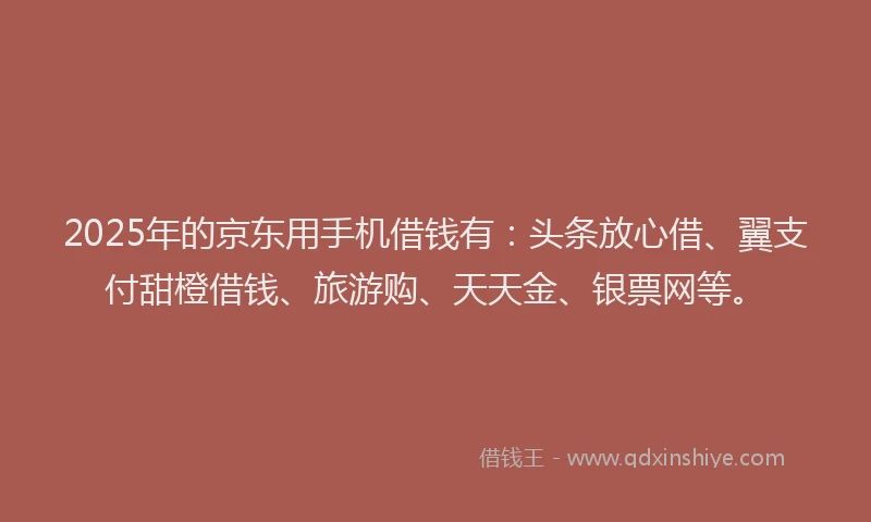 2025年的京东用手机借钱有：头条放心借、翼支付甜橙借钱、旅游购、天天金、银票网等。