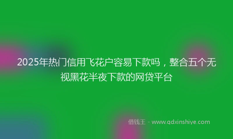 2025年热门信用飞花户容易下款吗，整合五个无视黑花半夜下款的网贷平台