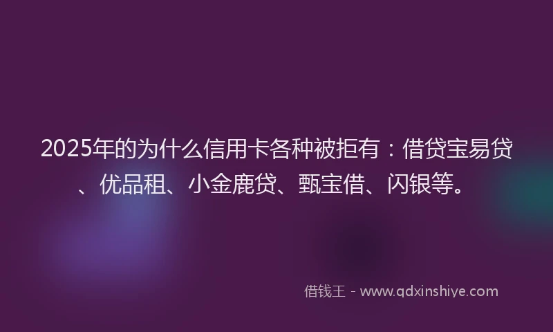 2025年的为什么信用卡各种被拒有：借贷宝易贷、优品租、小金鹿贷、甄宝借、闪银等。