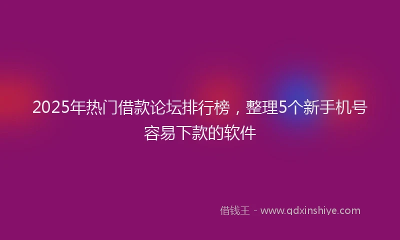 2025年热门借款论坛排行榜，整理5个新手机号容易下款的软件