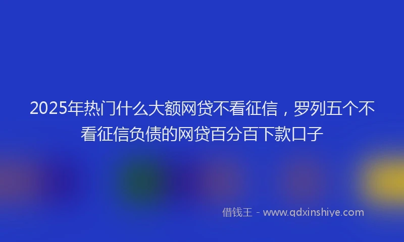 2025年热门什么大额网贷不看征信，罗列五个不看征信负债的网贷百分百下款口子