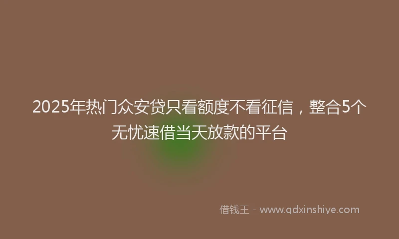 2025年热门众安贷只看额度不看征信，整合5个无忧速借当天放款的平台