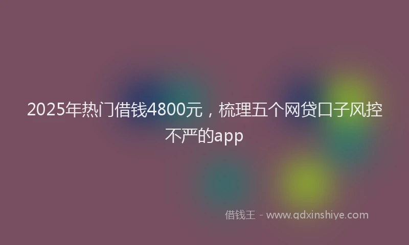 2025年热门借钱4800元，梳理五个网贷口子风控不严的app