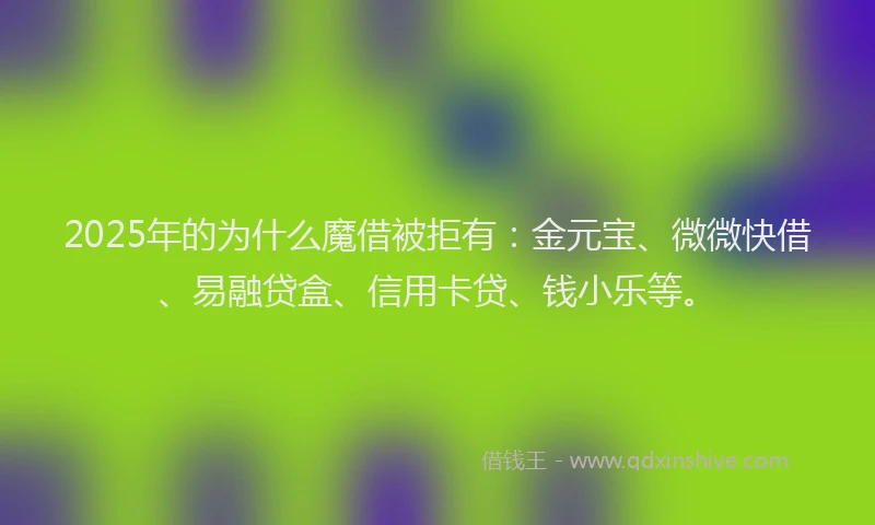 2025年的为什么魔借被拒有：金元宝、微微快借、易融贷盒、信用卡贷、钱小乐等。