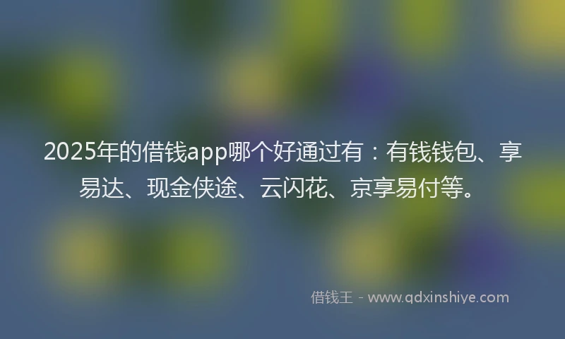 2025年的借钱app哪个好通过有：有钱钱包、享易达、现金侠途、云闪花、京享易付等。