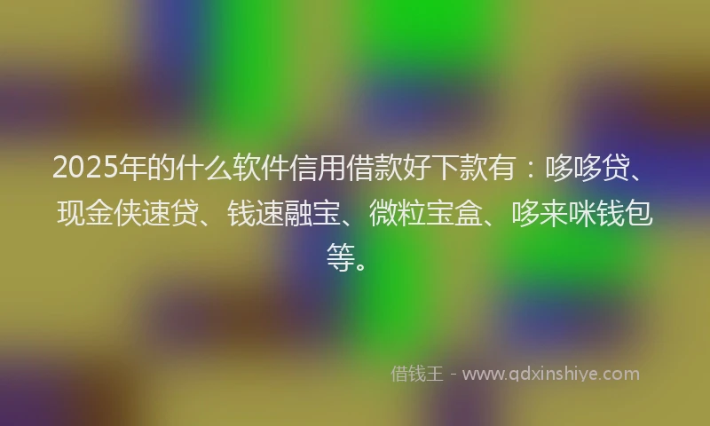 2025年的什么软件信用借款好下款有：哆哆贷、现金侠速贷、钱速融宝、微粒宝盒、哆来咪钱包等。
