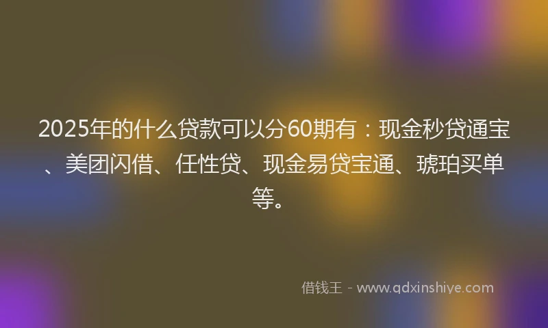 2025年的什么贷款可以分60期有：现金秒贷通宝、美团闪借、任性贷、现金易贷宝通、琥珀买单等。