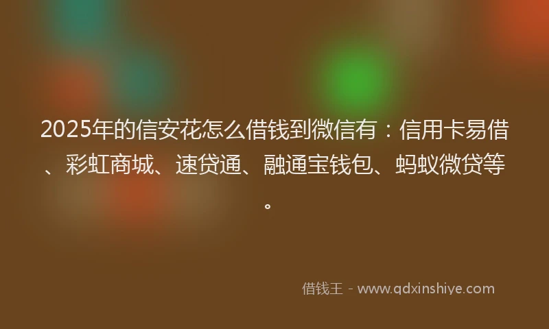 2025年的信安花怎么借钱到微信有：信用卡易借、彩虹商城、速贷通、融通宝钱包、蚂蚁微贷等。