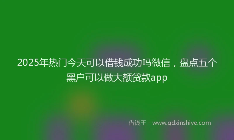 2025年热门今天可以借钱成功吗微信，盘点五个黑户可以做大额贷款app