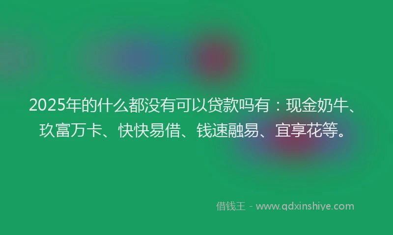 2025年的什么都没有可以贷款吗有：现金奶牛、玖富万卡、快快易借、钱速融易、宜享花等。