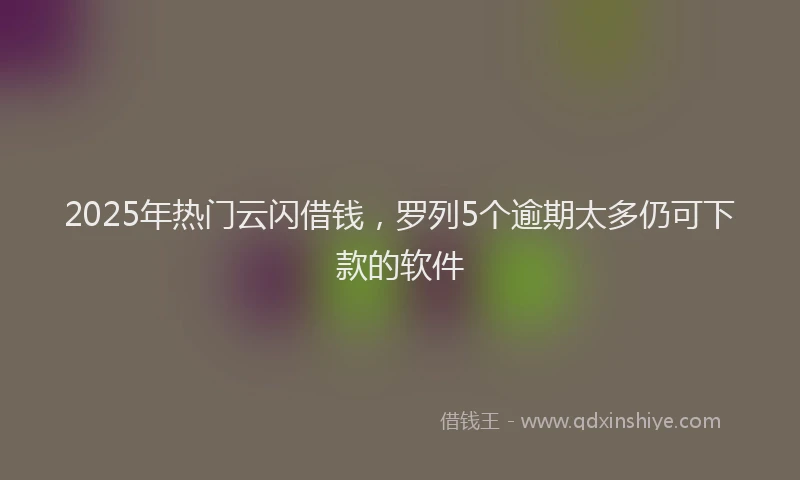 2025年热门云闪借钱，罗列5个逾期太多仍可下款的软件
