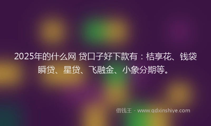 2025年的什么网 贷口子好下款有：桔享花、钱袋瞬贷、星贷、飞融金、小象分期等。