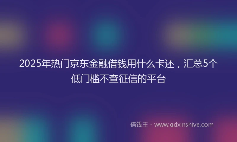 2025年热门京东金融借钱用什么卡还，汇总5个低门槛不查征信的平台