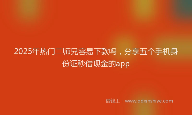 2025年热门二师兄容易下款吗，分享五个手机身份证秒借现金的app