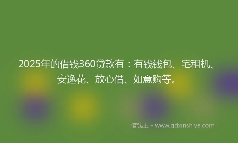 2025年的借钱360贷款有：有钱钱包、宅租机、安逸花、放心借、如意购等。