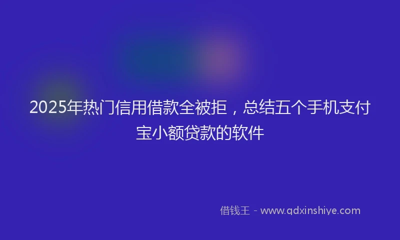 2025年热门信用借款全被拒，总结五个手机支付宝小额贷款的软件
