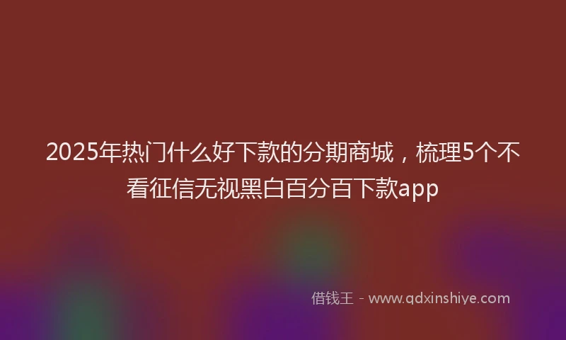 2025年热门什么好下款的分期商城，梳理5个不看征信无视黑白百分百下款app