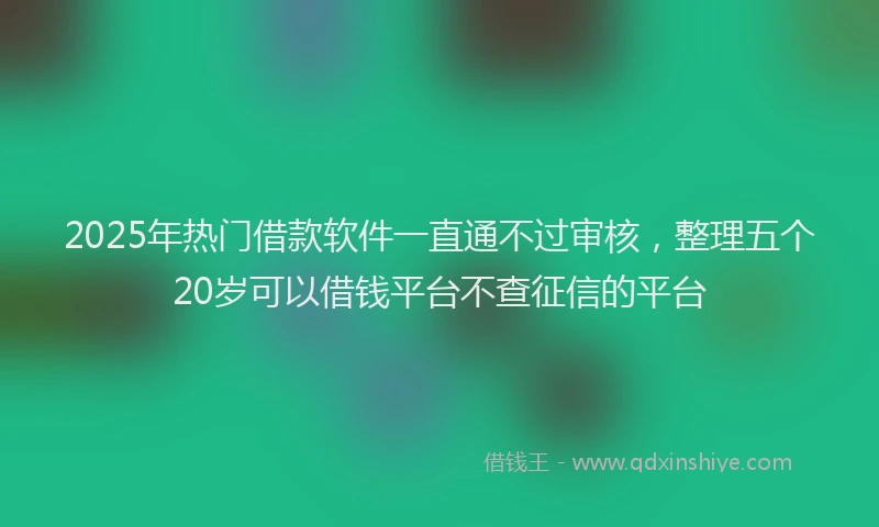 2025年热门借款软件一直通不过审核，整理五个20岁可以借钱平台不查征信的平台