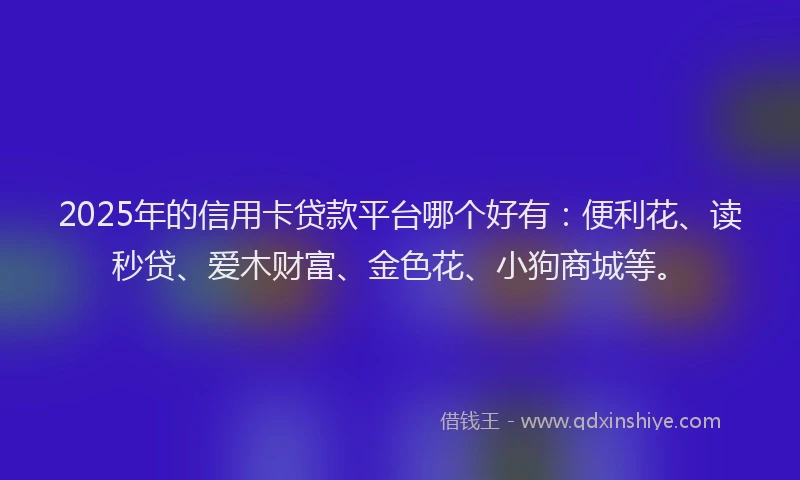 2025年的信用卡贷款平台哪个好有：便利花、读秒贷、爱木财富、金色花、小狗商城等。