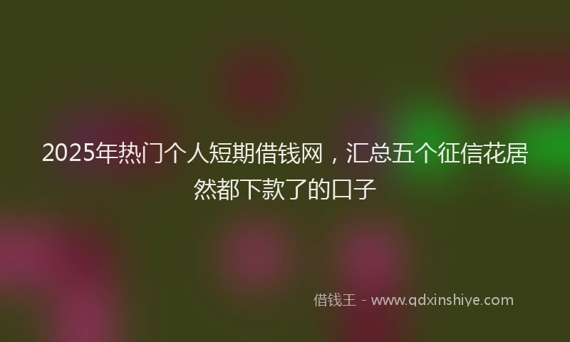 2025年热门个人短期借钱网，汇总五个征信花居然都下款了的口子