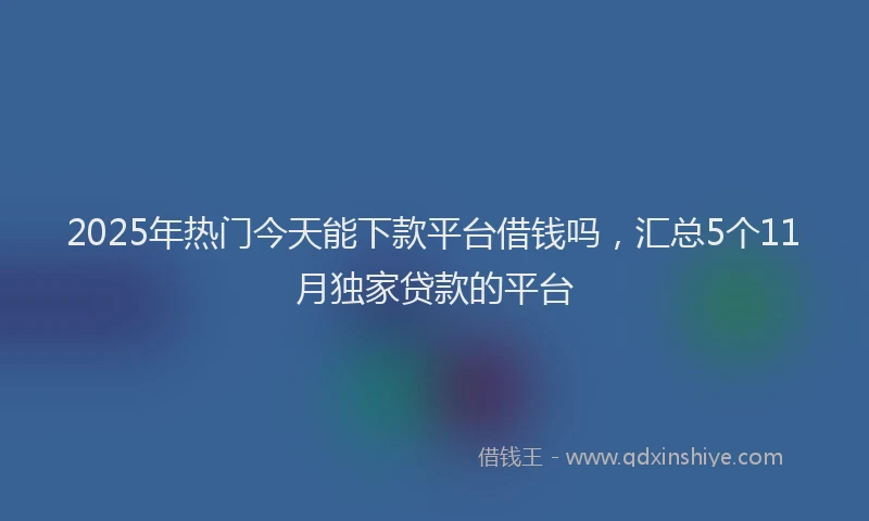 2025年热门今天能下款平台借钱吗，汇总5个11月独家贷款的平台