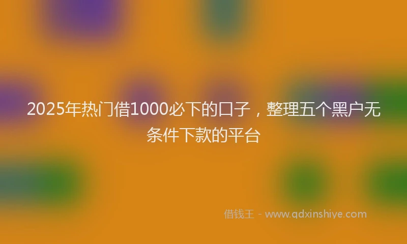 2025年热门借1000必下的口子，整理五个黑户无条件下款的平台