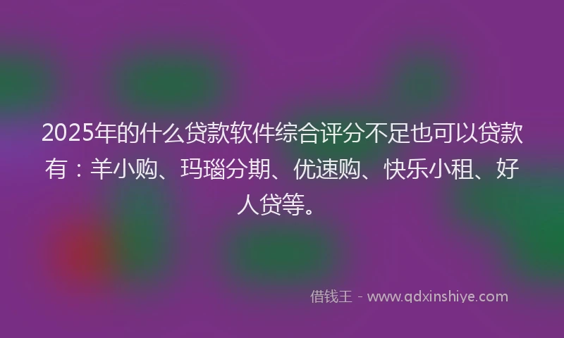 2025年的什么贷款软件综合评分不足也可以贷款有：羊小购、玛瑙分期、优速购、快乐小租、好人贷等。