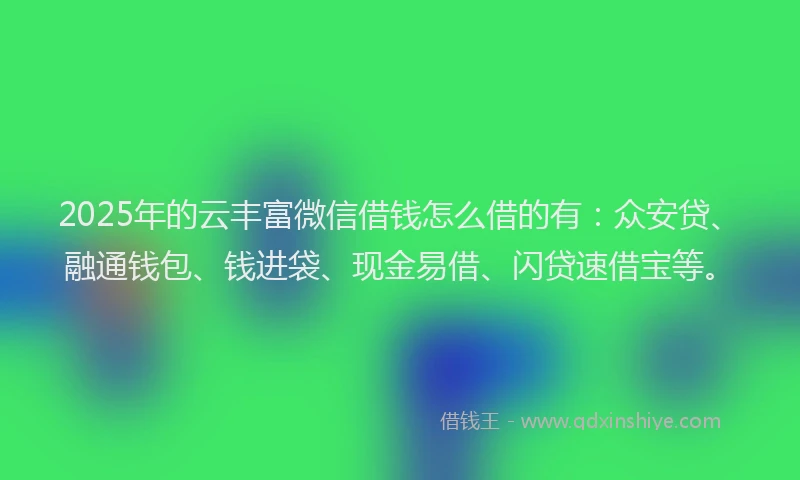 2025年的云丰富微信借钱怎么借的有：众安贷、融通钱包、钱进袋、现金易借、闪贷速借宝等。