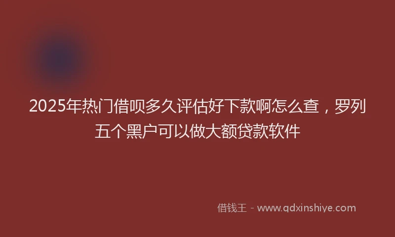 2025年热门借呗多久评估好下款啊怎么查，罗列五个黑户可以做大额贷款软件