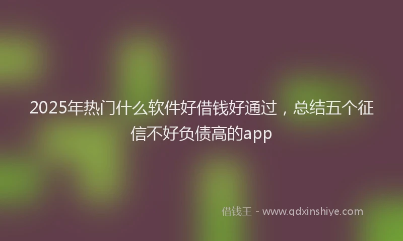 2025年热门什么软件好借钱好通过，总结五个征信不好负债高的app