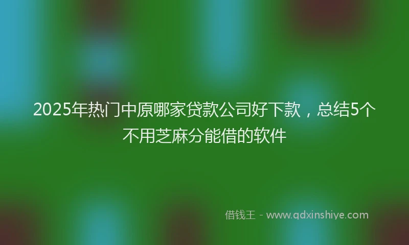 2025年热门中原哪家贷款公司好下款，总结5个不用芝麻分能借的软件