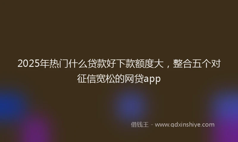 2025年热门什么贷款好下款额度大，整合五个对征信宽松的网贷app