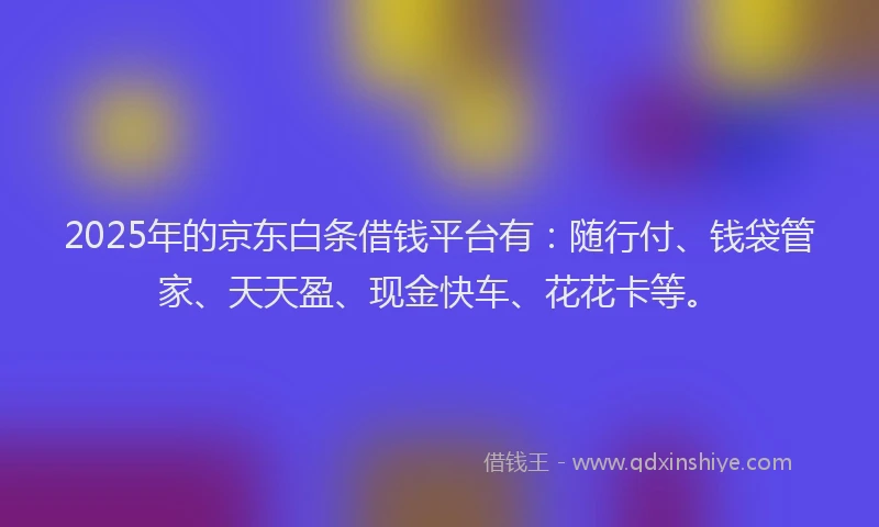 2025年的京东白条借钱平台有：随行付、钱袋管家、天天盈、现金快车、花花卡等。