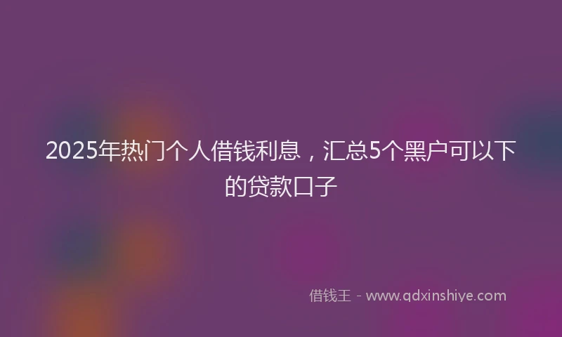 2025年热门个人借钱利息，汇总5个黑户可以下的贷款口子