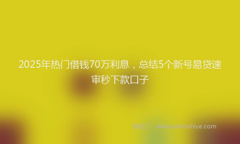 2025年热门借钱70万利息，总结5个新号易贷速审秒下款口子