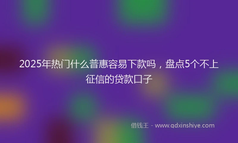 2025年热门什么普惠容易下款吗，盘点5个不上征信的贷款口子