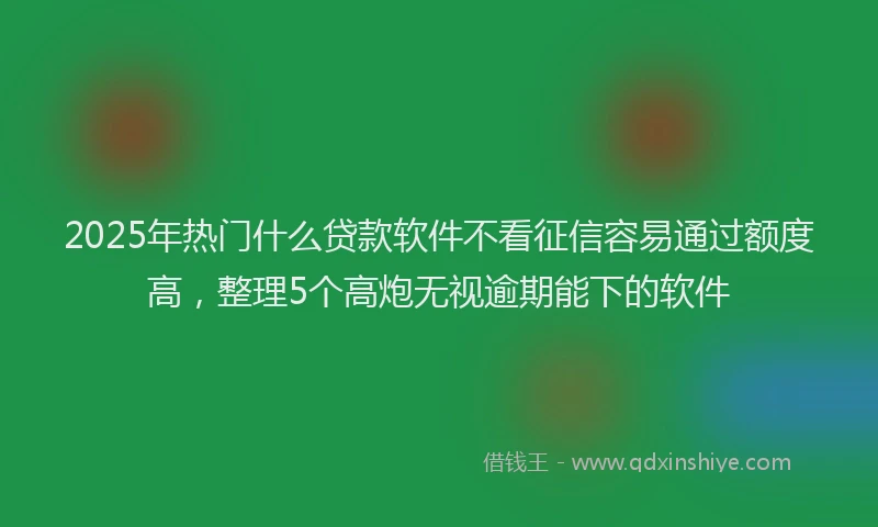 2025年热门什么贷款软件不看征信容易通过额度高，整理5个高炮无视逾期能下的软件