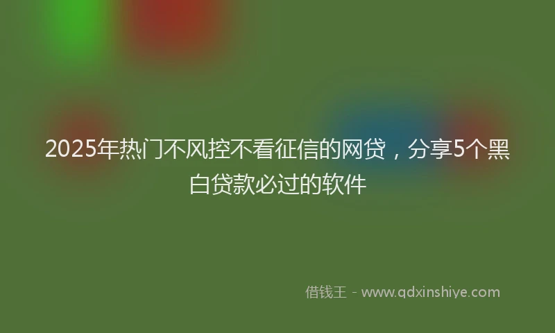 2025年热门不风控不看征信的网贷，分享5个黑白贷款必过的软件