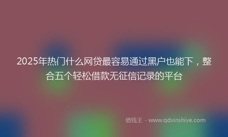 2025年热门什么网贷最容易通过黑户也能下，整合五个轻松借款无征信记录的平台