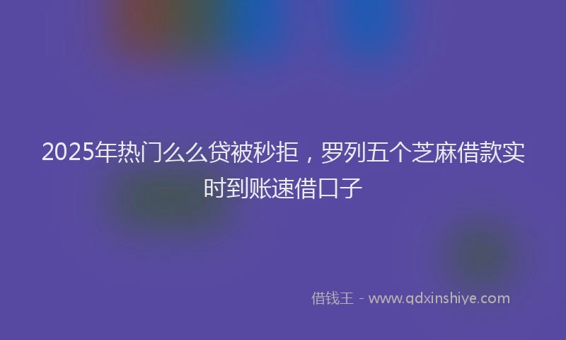 2025年热门么么贷被秒拒，罗列五个芝麻借款实时到账速借口子