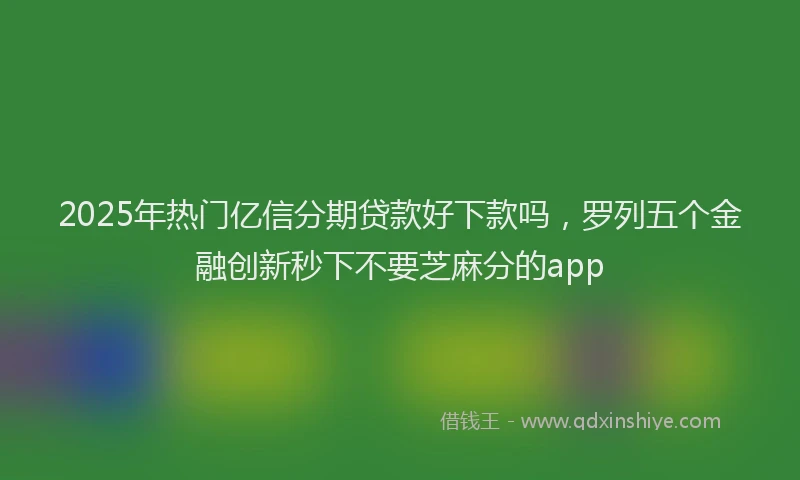 2025年热门亿信分期贷款好下款吗，罗列五个金融创新秒下不要芝麻分的app