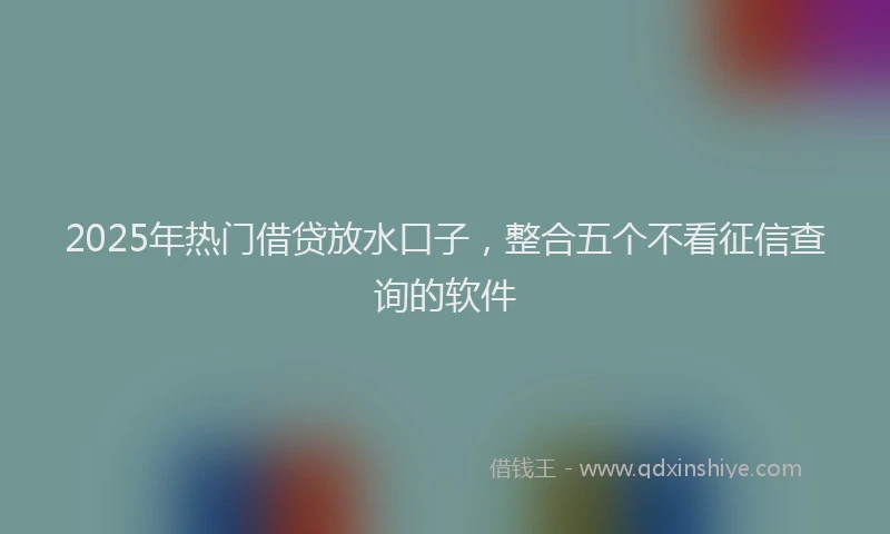 2025年热门借贷放水口子，整合五个不看征信查询的软件