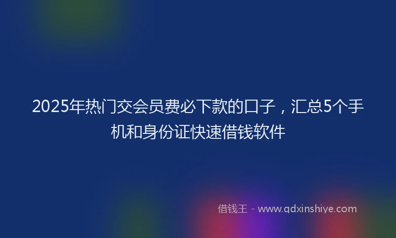 2025年热门交会员费必下款的口子，汇总5个手机和身份证快速借钱软件