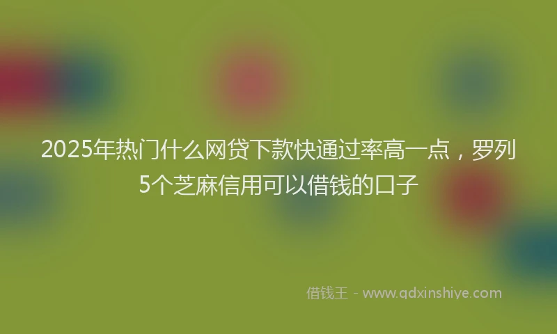 2025年热门什么网贷下款快通过率高一点，罗列5个芝麻信用可以借钱的口子