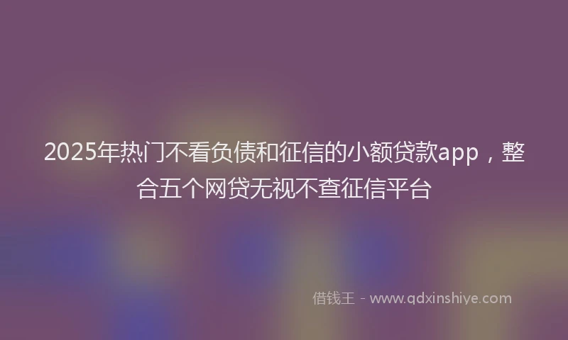 2025年热门不看负债和征信的小额贷款app，整合五个网贷无视不查征信平台