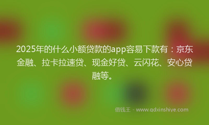 2025年的什么小额贷款的app容易下款有：京东金融、拉卡拉速贷、现金好贷、云闪花、安心贷融等。