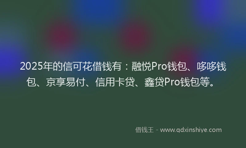 2025年的信可花借钱有：融悦Pro钱包、哆哆钱包、京享易付、信用卡贷、鑫贷Pro钱包等。