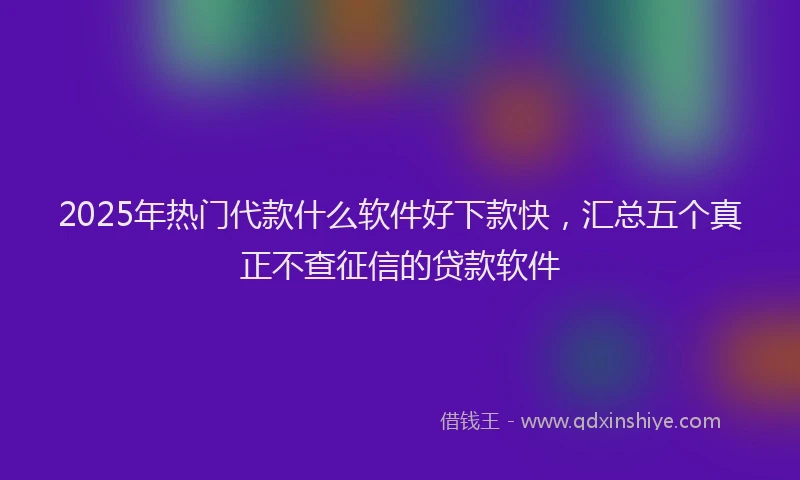 2025年热门代款什么软件好下款快，汇总五个真正不查征信的贷款软件
