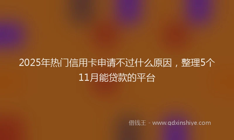2025年热门信用卡申请不过什么原因，整理5个11月能贷款的平台